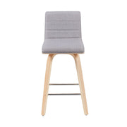 Vienna Modern Counter Height Swivel Bar Stool with Grey Upholstered Seat and Patterned Oak Wood Frame - Furniture City (CA)l