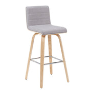 Vienna Modern Swivel Bar Height Stool with Grey Upholstered Seat and Patterned Oak Wood Frame - Furniture City (CA)l