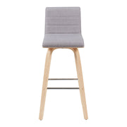 Vienna Modern Swivel Bar Height Stool with Grey Upholstered Seat and Patterned Oak Wood Frame - Furniture City (CA)l