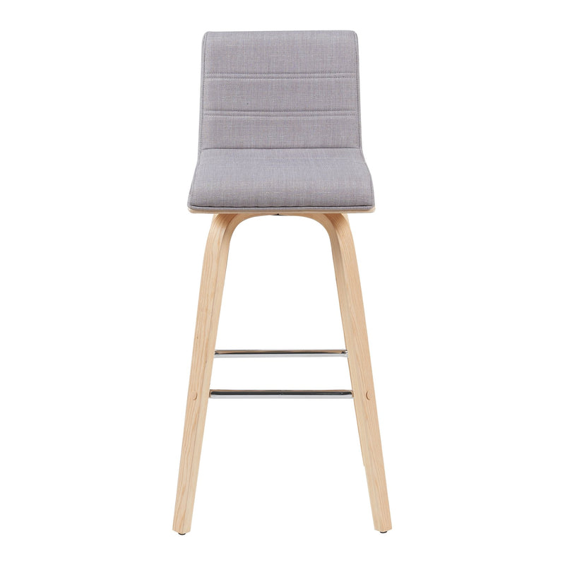 Vienna Modern Swivel Bar Height Stool with Grey Upholstered Seat and Patterned Oak Wood Frame - Furniture City (CA)l