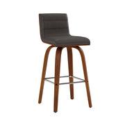 Vienna 26" Swivel Counter Stool in Walnut Wood Finish with Gray Faux Leather - Furniture City (CA)l