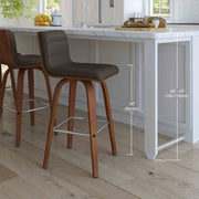 Vienna 26" Swivel Counter Stool in Walnut Wood Finish with Gray Faux Leather - Furniture City (CA)l