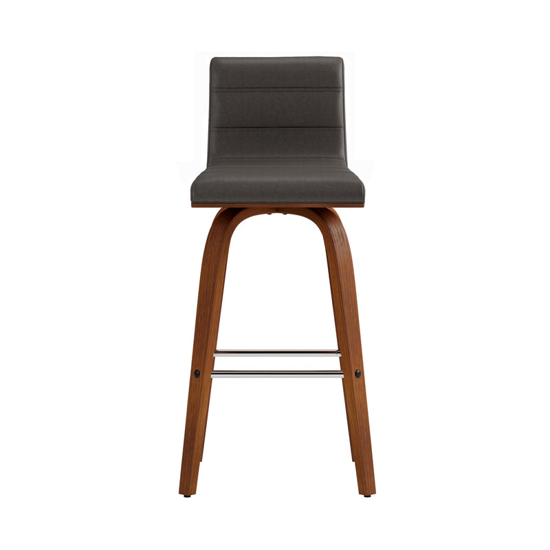 Vienna 26" Swivel Counter Stool in Walnut Wood Finish with Gray Faux Leather - Furniture City (CA)l