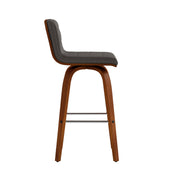 Vienna 26" Swivel Counter Stool in Walnut Wood Finish with Gray Faux Leather - Furniture City (CA)l