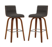 Vienna 26" Swivel Counter Stool in Walnut Wood Finish with Gray Faux Leather - Furniture City (CA)l