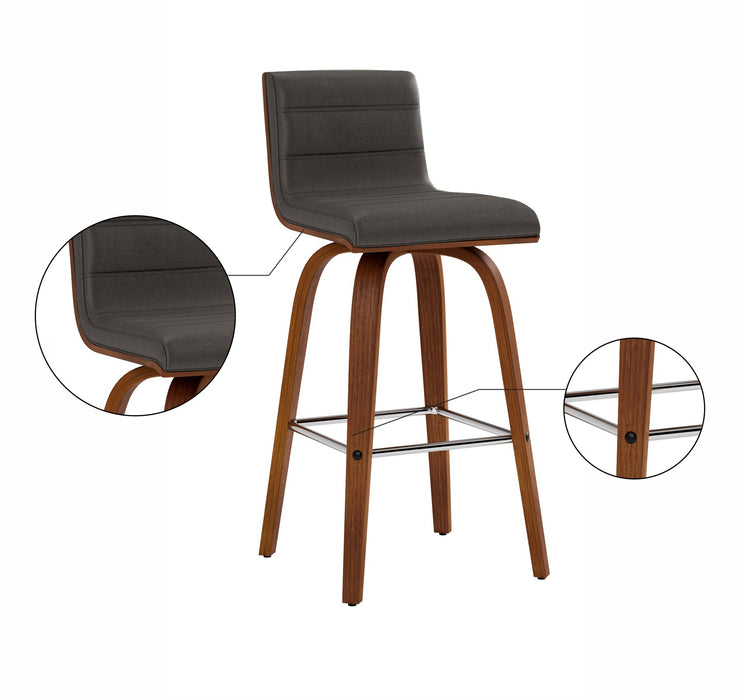 Vienna 26" Swivel Counter Stool in Walnut Wood Finish with Gray Faux Leather