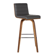 Vienna 30" Swivel Bar Stool in Walnut Wood Finish with Gray Faux Leather - Furniture City (CA)l