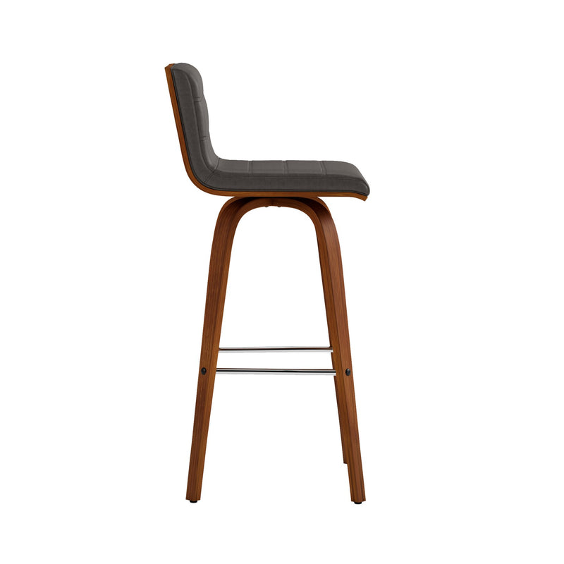 Vienna 30" Swivel Bar Stool in Walnut Wood Finish with Gray Faux Leather - Furniture City (CA)l