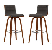 Vienna 30" Swivel Bar Stool in Walnut Wood Finish with Gray Faux Leather - Furniture City (CA)l