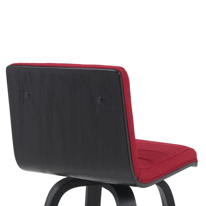 Vienna Modern Counter Height Swivel Bar Stool with Red Upholstered Seat and Brushed Wood Frame