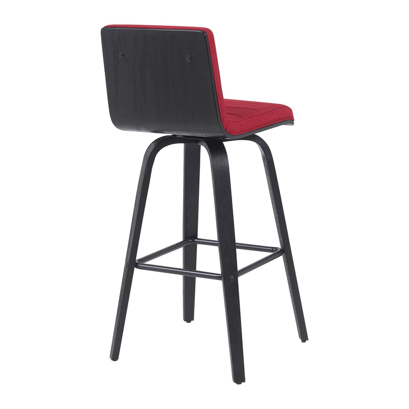 Vienna Modern Swivel Bar Height Stool with Red Upholstered Seat and Brushed Wood Frame - Furniture City (CA)l