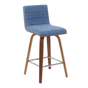 Vienna Modern Counter Height Swivel Bar Stool with Vintage Blue Upholstered Seat and Walnut Finished Wood Frame - Furniture City (CA)l