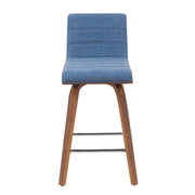 Vienna Modern Counter Height Swivel Bar Stool with Vintage Blue Upholstered Seat and Walnut Finished Wood Frame - Furniture City (CA)l