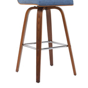 Vienna Modern Swivel Bar Height Stool with Vintage Blue Upholstered Seat and Walnut Finished Wood Frame - Furniture City (CA)l