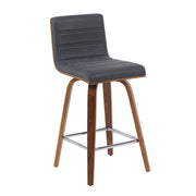 Vienna Modern Counter Height Swivel Bar Stool with Vintage Black Upholstered Seat and Walnut Finished Wood Frame - Furniture City (CA)l
