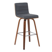 Vienna Modern Swivel Bar Height Stool with Vintage Black Upholstered Seat and Walnut Finished Wood Frame - Furniture City (CA)l