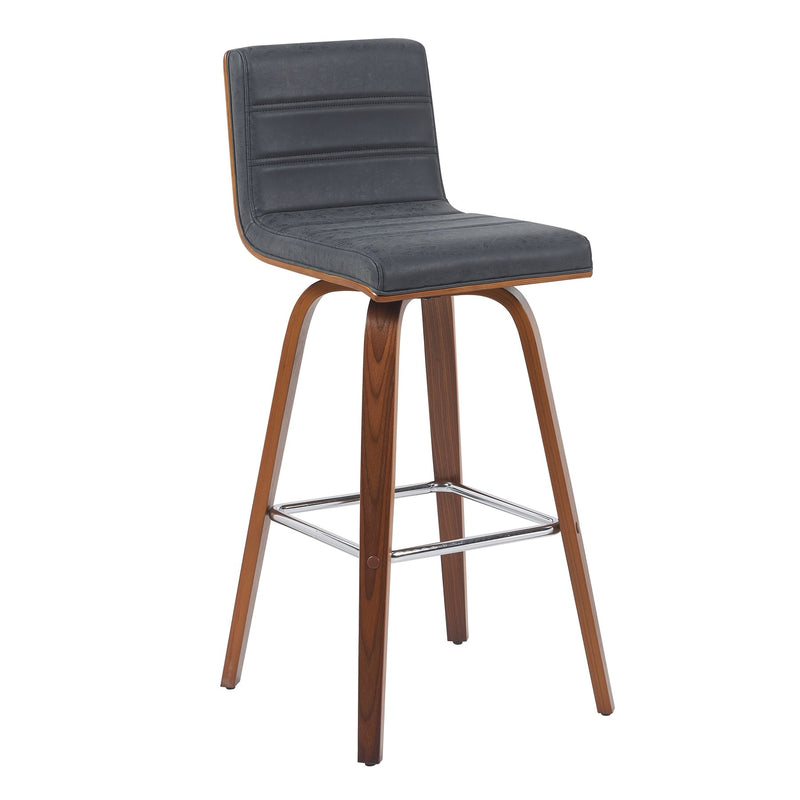 Vienna Modern Swivel Bar Height Stool with Vintage Black Upholstered Seat and Walnut Finished Wood Frame - Furniture City (CA)l