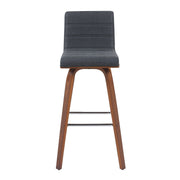 Vienna Modern Swivel Bar Height Stool with Vintage Black Upholstered Seat and Walnut Finished Wood Frame - Furniture City (CA)l