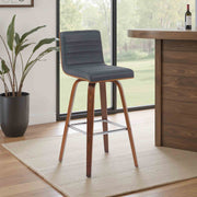 Vienna Modern Swivel Bar Height Stool with Vintage Black Upholstered Seat and Walnut Finished Wood Frame - Furniture City (CA)l