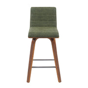 Vienna Modern Counter Height Swivel Bar Stool with Vintage Green Upholstered Seat and Walnut Finished Wood Frame - Furniture City (CA)l