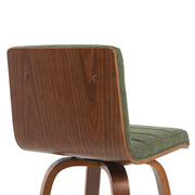 Vienna Modern Counter Height Swivel Bar Stool with Vintage Green Upholstered Seat and Walnut Finished Wood Frame - Furniture City (CA)l