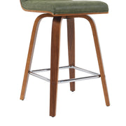 Vienna Modern Counter Height Swivel Bar Stool with Vintage Green Upholstered Seat and Walnut Finished Wood Frame - Furniture City (CA)l