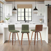 Vienna Modern Counter Height Swivel Bar Stool with Vintage Green Upholstered Seat and Walnut Finished Wood Frame - Furniture City (CA)l