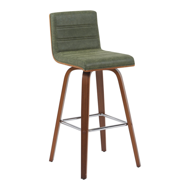 Vienna Modern Swivel Bar Height Stool with Vintage Green Upholstered Seat and Walnut Finished Wood Frame - Furniture City (CA)l