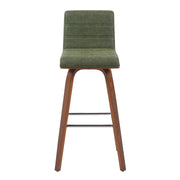 Vienna Modern Swivel Bar Height Stool with Vintage Green Upholstered Seat and Walnut Finished Wood Frame - Furniture City (CA)l