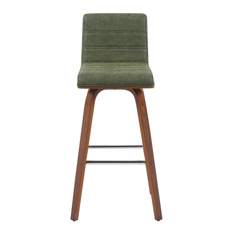 Vienna Modern Swivel Bar Height Stool with Vintage Green Upholstered Seat and Walnut Finished Wood Frame - Furniture City (CA)l