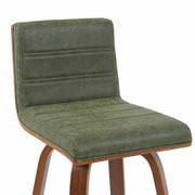 Vienna Modern Swivel Bar Height Stool with Vintage Green Upholstered Seat and Walnut Finished Wood Frame - Furniture City (CA)l