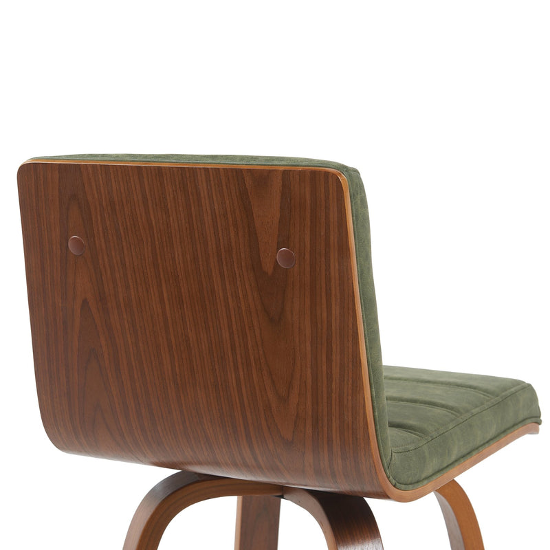 Vienna Modern Swivel Bar Height Stool with Vintage Green Upholstered Seat and Walnut Finished Wood Frame - Furniture City (CA)l