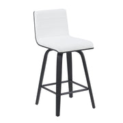 Vienna Modern Counter Height Swivel Bar Stool with Snow White Faux Leather Seat and Black Brushed Wood Frame - Furniture City (CA)l