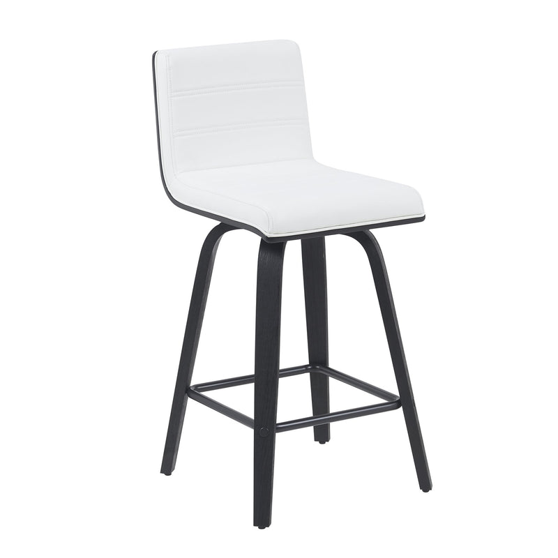 Vienna Modern Counter Height Swivel Bar Stool with Snow White Faux Leather Seat and Black Brushed Wood Frame - Furniture City (CA)l