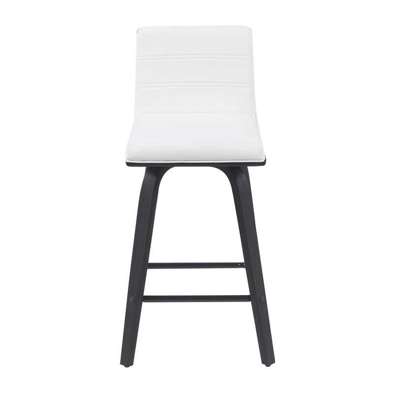 Vienna Modern Counter Height Swivel Bar Stool with Snow White Faux Leather Seat and Black Brushed Wood Frame - Furniture City (CA)l