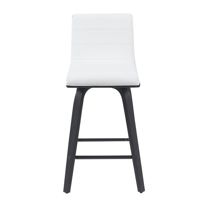 Vienna Modern Counter Height Swivel Bar Stool with Snow White Faux Leather Seat and Black Brushed Wood Frame