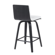 Vienna Modern Counter Height Swivel Bar Stool with Snow White Faux Leather Seat and Black Brushed Wood Frame - Furniture City (CA)l