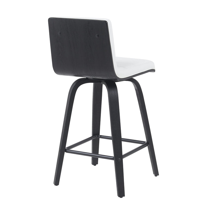 Vienna Modern Counter Height Swivel Bar Stool with Snow White Faux Leather Seat and Black Brushed Wood Frame - Furniture City (CA)l