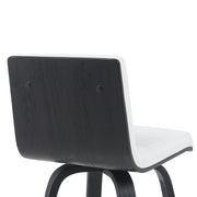 Vienna Modern Counter Height Swivel Bar Stool with Snow White Faux Leather Seat and Black Brushed Wood Frame - Furniture City (CA)l