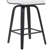 Vienna Modern Counter Height Swivel Bar Stool with Snow White Faux Leather Seat and Black Brushed Wood Frame - Furniture City (CA)l