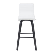 Vienna Modern Swivel Bar Height Stool with Snow White Faux Leather Seat and Black Brushed Wood Frame - Furniture City (CA)l