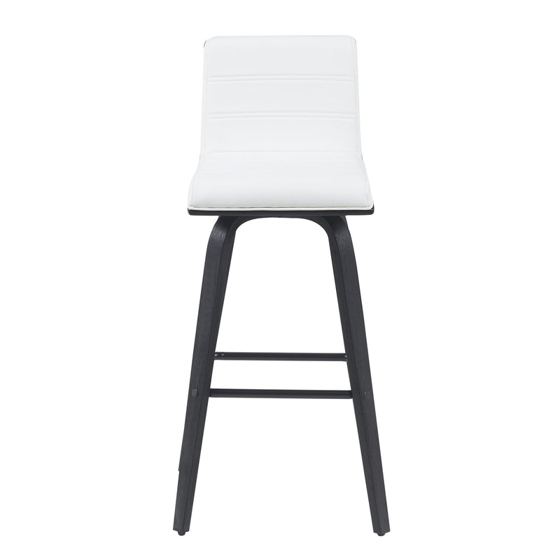 Vienna Modern Swivel Bar Height Stool with Snow White Faux Leather Seat and Black Brushed Wood Frame - Furniture City (CA)l