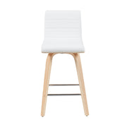 Vienna Modern Counter Height Swivel Bar Stool with White Faux Leather Seat and Patterned Oak Wood Frame - Furniture City (CA)l