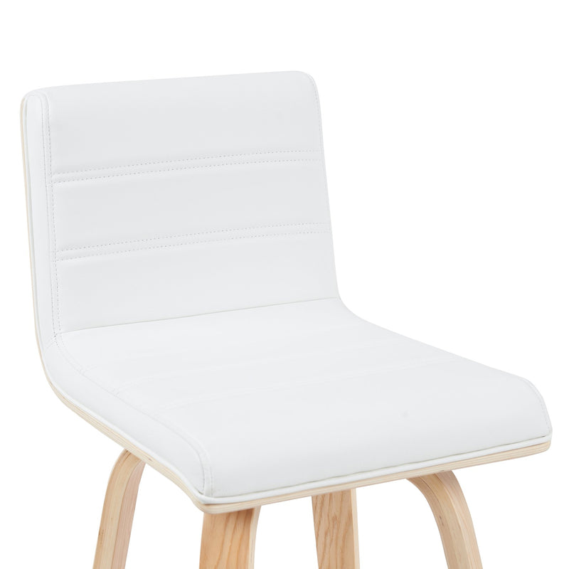 Vienna Modern Counter Height Swivel Bar Stool with White Faux Leather Seat and Patterned Oak Wood Frame - Furniture City (CA)l