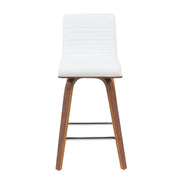 Vienna Modern Counter Height Swivel Bar Stool with Snow White Faux Leather Seat and Walnut Finished Wood Frame - Furniture City (CA)l