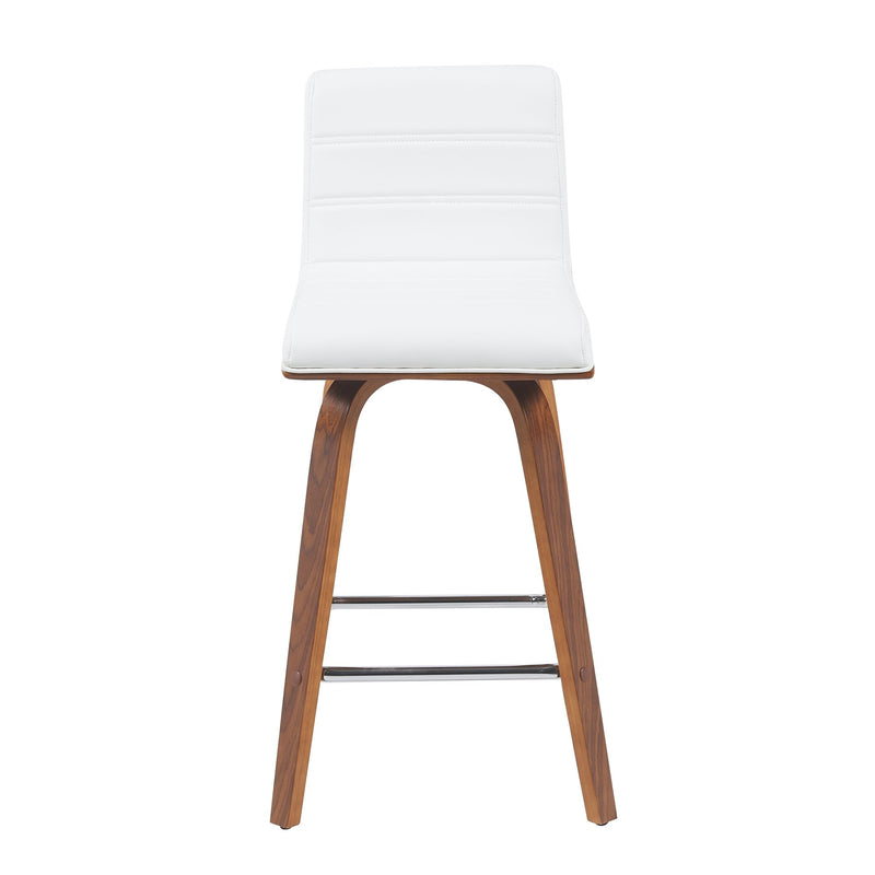 Vienna Modern Counter Height Swivel Bar Stool with Snow White Faux Leather Seat and Walnut Finished Wood Frame - Furniture City (CA)l