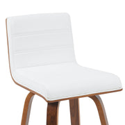 Vienna Modern Counter Height Swivel Bar Stool with Snow White Faux Leather Seat and Walnut Finished Wood Frame - Furniture City (CA)l