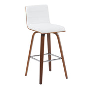Vienna Modern Swivel Bar Height Stool with Snow White Faux Leather Seat and Walnut Finished Wood Frame - Furniture City (CA)l