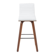 Vienna Modern Swivel Bar Height Stool with Snow White Faux Leather Seat and Walnut Finished Wood Frame - Furniture City (CA)l