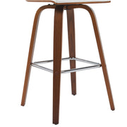 Vienna Modern Swivel Bar Height Stool with Snow White Faux Leather Seat and Walnut Finished Wood Frame - Furniture City (CA)l